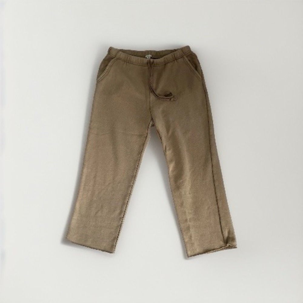 Aerie Slouchy Sweatpants M Brown Cropped Raw Hem Pockets Loungewear Athleisure